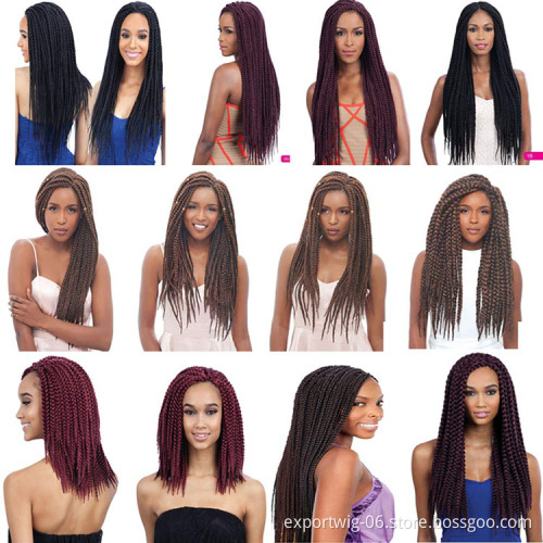 Wholesale Box Twist Crochet Hair Extension Box Braiding Hair 22 Inch Solid And Ombre Two Three Color Synthetic Fiber